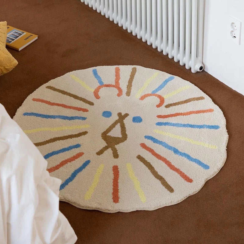 Rynx | Creative Funny Lion Living Room Large Rug Round Comfortable Soft Bedroom Nightstand Rug Non-Slip Children's Room Rugs Carpet
