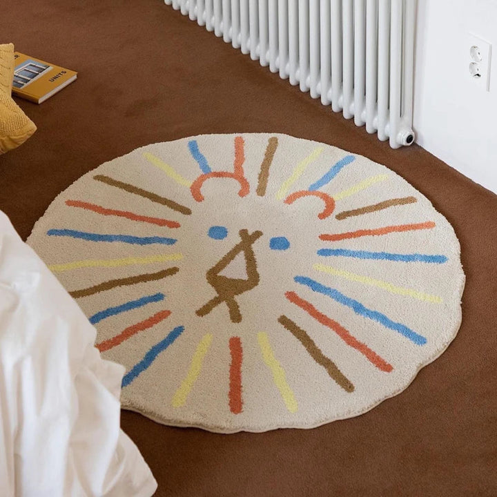 Rynx | Creative Funny Lion Living Room Large Rug Round Comfortable Soft Bedroom Nightstand Rug Non-Slip Children's Room Rugs Carpet