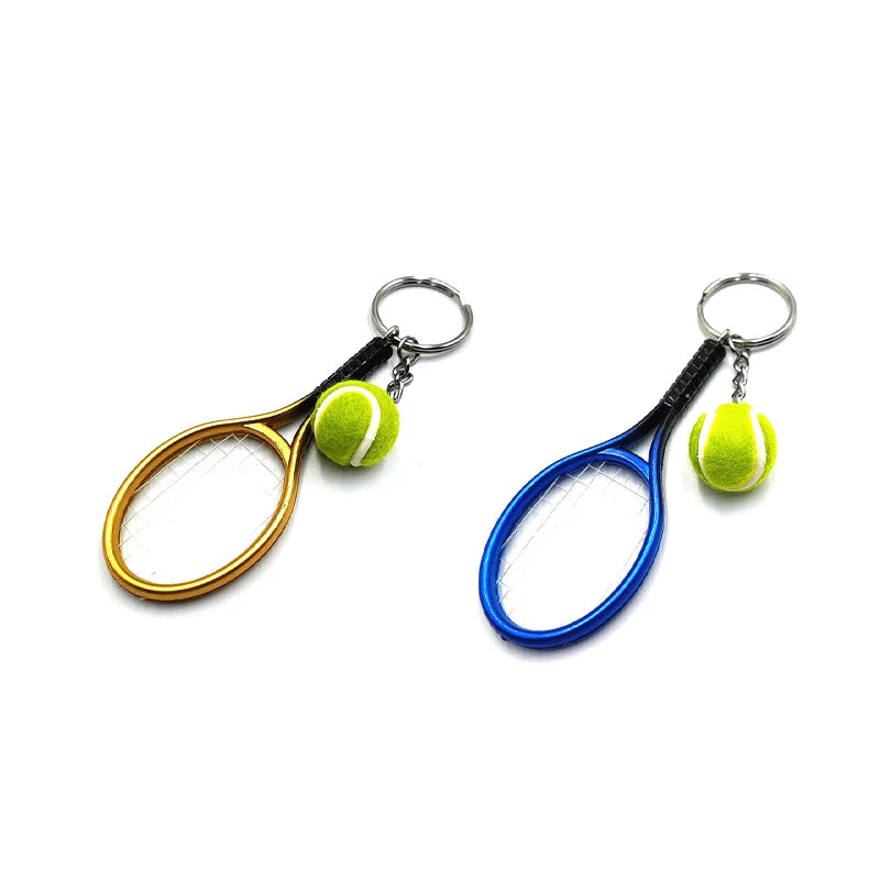 Rynx | Tennis Keychain Alloy Tennis Racket, Ball Split Ring Keychain For Sports Lovers Team Sports Bag Pendant