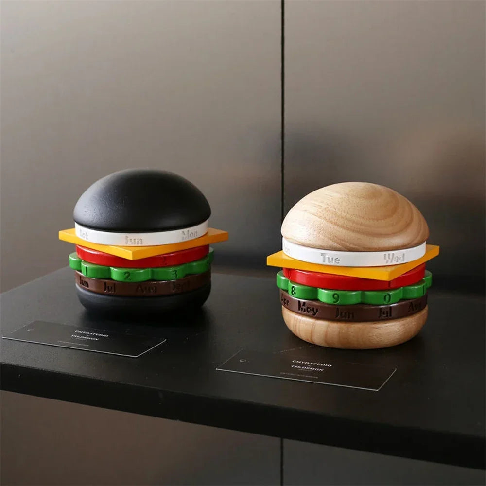 Lisslune | Rotating Wooden Hamburger Decorative Calender