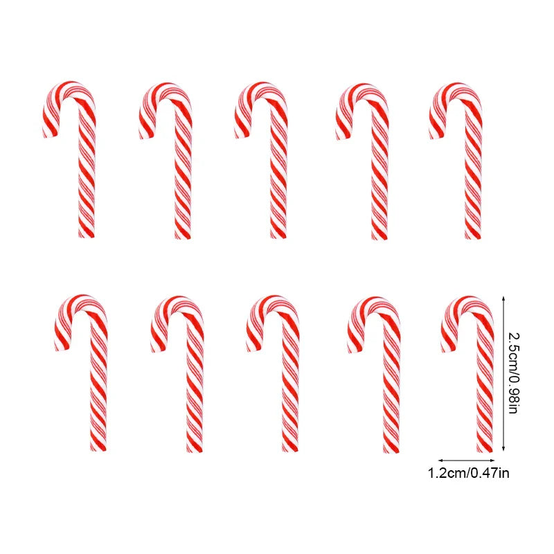 Rynx 10/30/50pcs Mini Candy Canes Christmas Decoration Red White Resin Sweet DIY Craft Xmas Pendant Navidad Home Decoration 2025 New Year