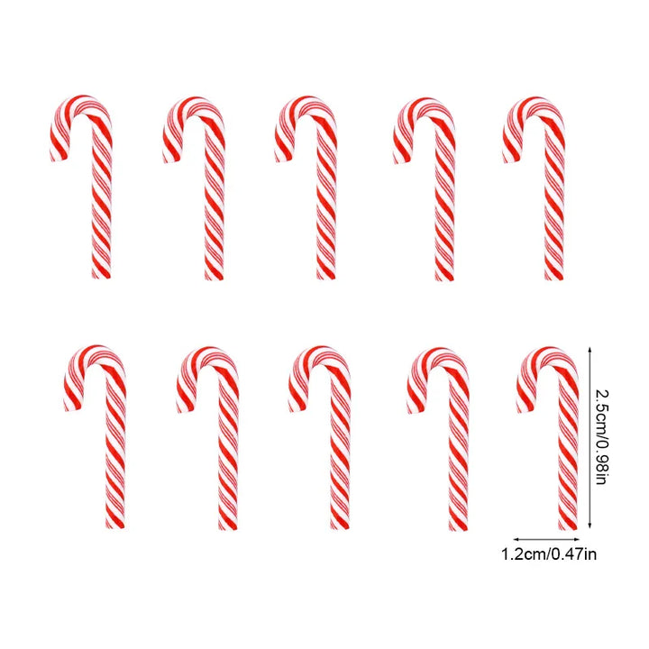 Rynx 10/30/50pcs Mini Candy Canes Christmas Decoration Red White Resin Sweet DIY Craft Xmas Pendant Navidad Home Decoration 2025 New Year