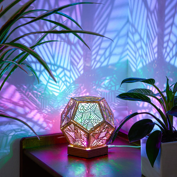 Lisslune | LED Farbiger Dodekaeder Nachtlicht Bohemian Polarstern Akzentlampe Projektor