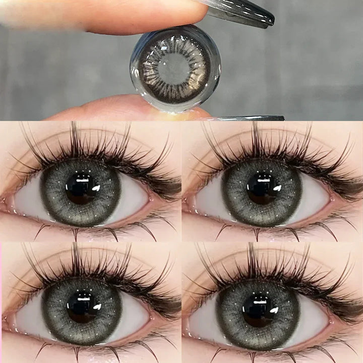 Rynx | 1 Pair Colored Contact Lenses for Eye Color Yearly Natural Amber Gray Lens Cosmetic Soft Glasses Beauty Fashion Pupil with Lenses