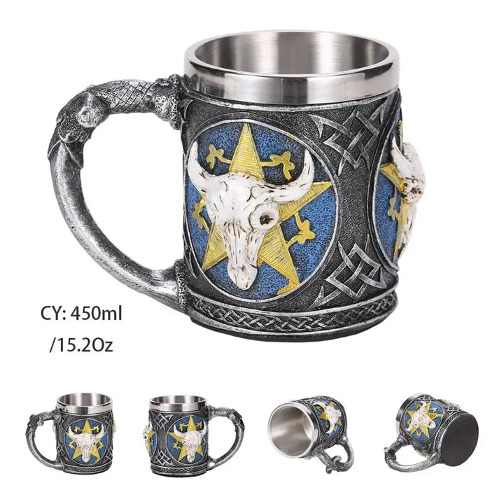 Lisslune | Medieval Dragon Resin Stainless Steel Mug as Coffee Mug or Tea Mug