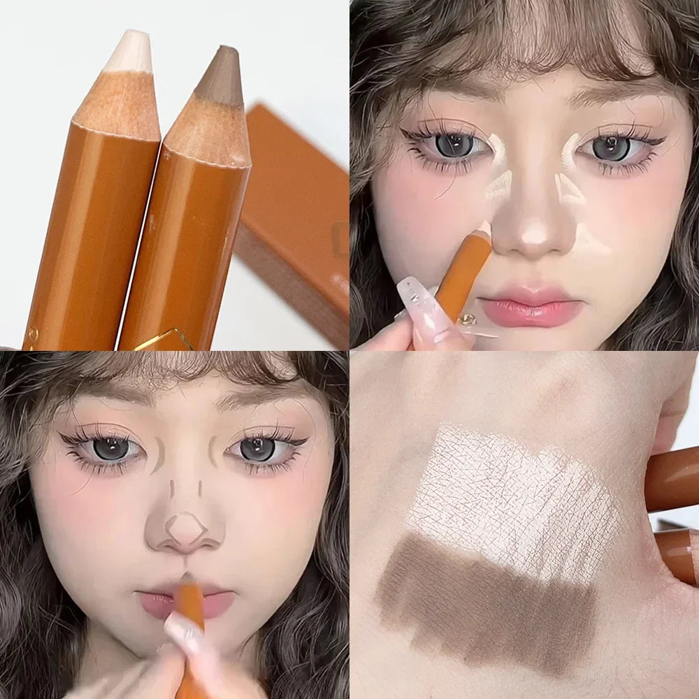 Rynx | Double-ended face highlighter contour stick long-lasting brightening 3D nose shadow sculpting stick concealer corrector stick cosmetics