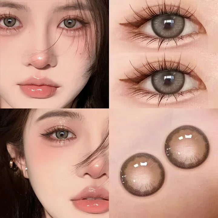 Lisslune | 1 Pair Korean Colored Contact Lenses for Visual Impairment Myopia Brown Eye Lenses Round Soft Premium Beautiful Pupils