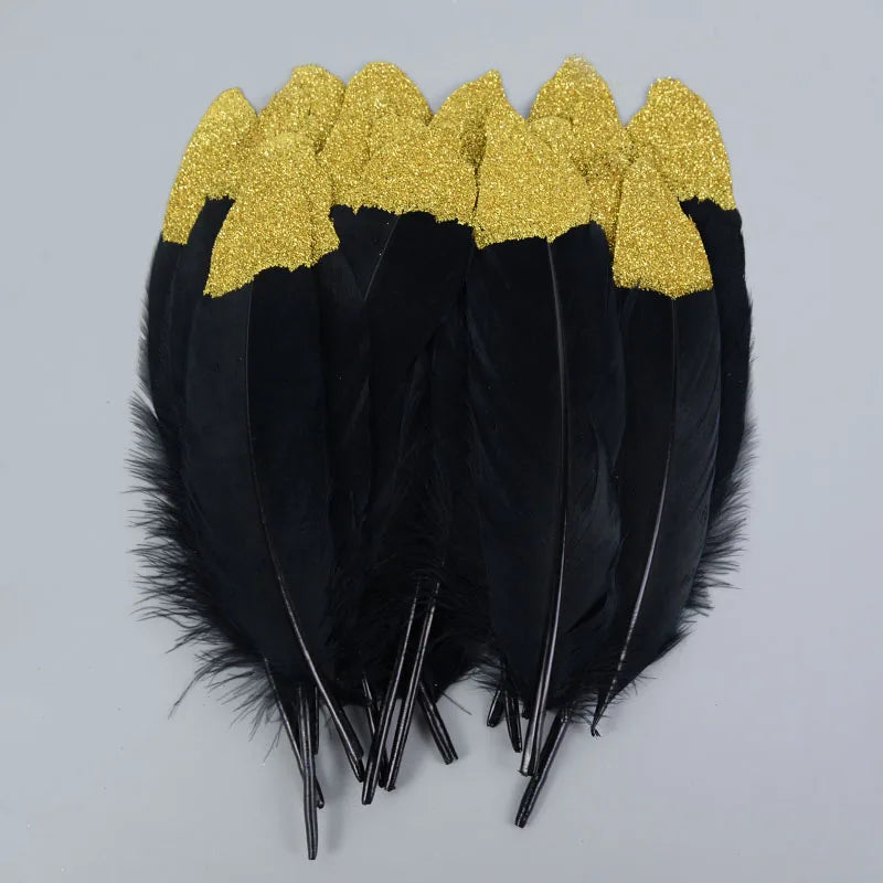 Rynx 10/20 pcs. Gold dipped feather Natural goose turkey feathers for wedding party gift box cake decoration balloon filler DIY crafts