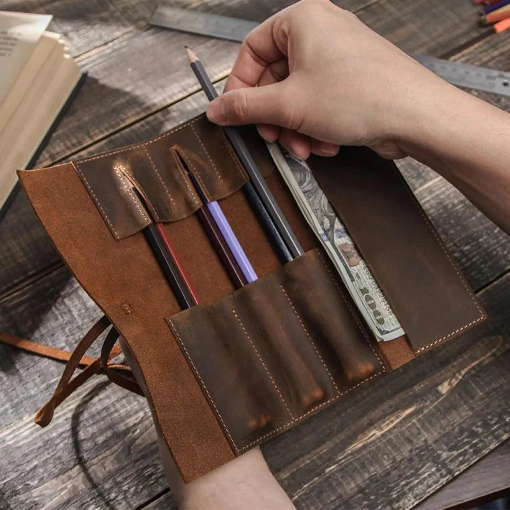 Lisslune | Luxurious Leather Pen Organizer with Removable Tray - Stylish Office and School Accessory