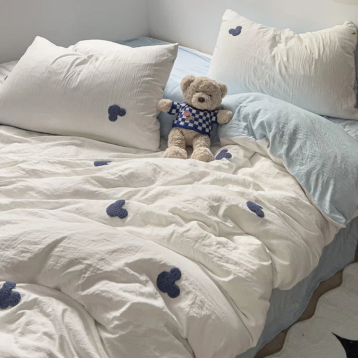 Rynx | Embroidery Bedding Duvet Set Pillowcase Bed Sheet Single and Double Bed Bedding Duvet Set Queen/King Double Single Bed