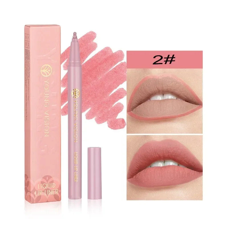 Lisslune | Mattes Flüssig-Lippenkonturenstift Schwammspitzen Lippenkonturenstift Nude Pink Lippenstiftstift Lang anhaltende Samt Schnell trocknende Lippenlack Feuchtigkeitsspendender Lippenstift