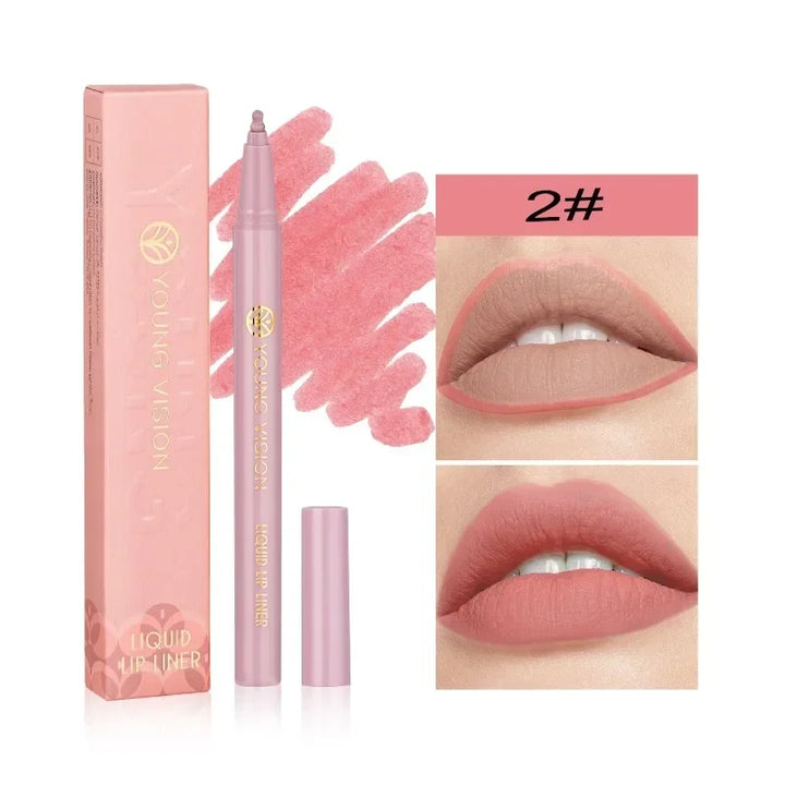 Lisslune | Mattes Flüssig-Lippenkonturenstift Schwammspitzen Lippenkonturenstift Nude Pink Lippenstiftstift Lang anhaltende Samt Schnell trocknende Lippenlack Feuchtigkeitsspendender Lippenstift