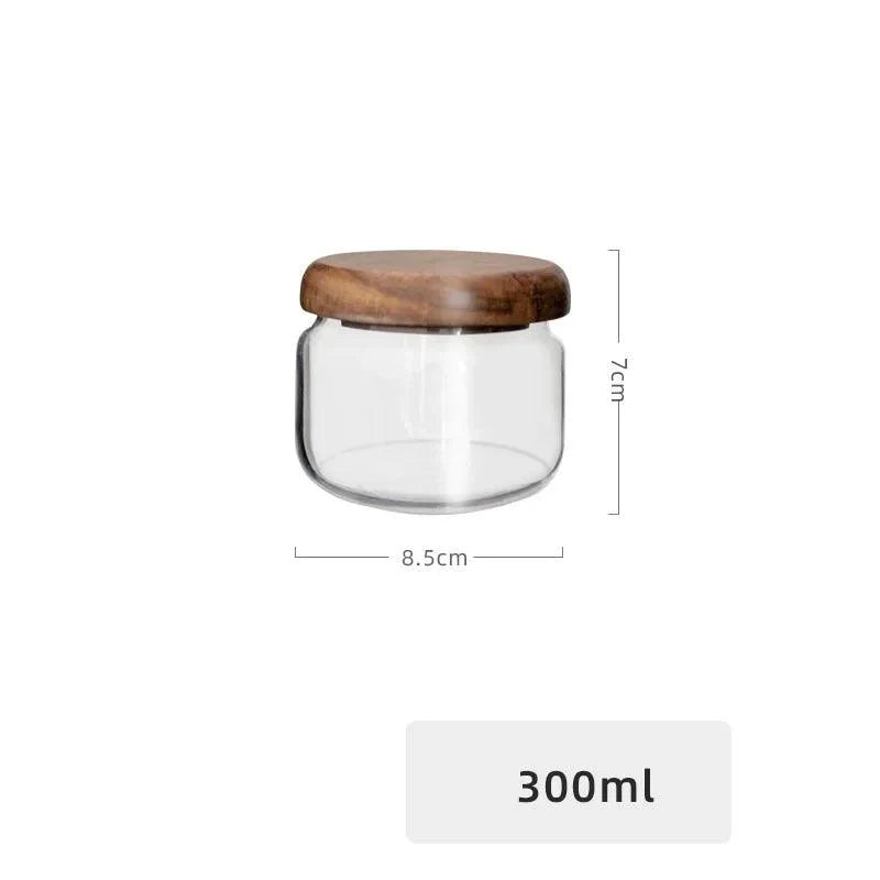 Lisslune | Airtight Glass Spice Jars with Acacia Wood Lid