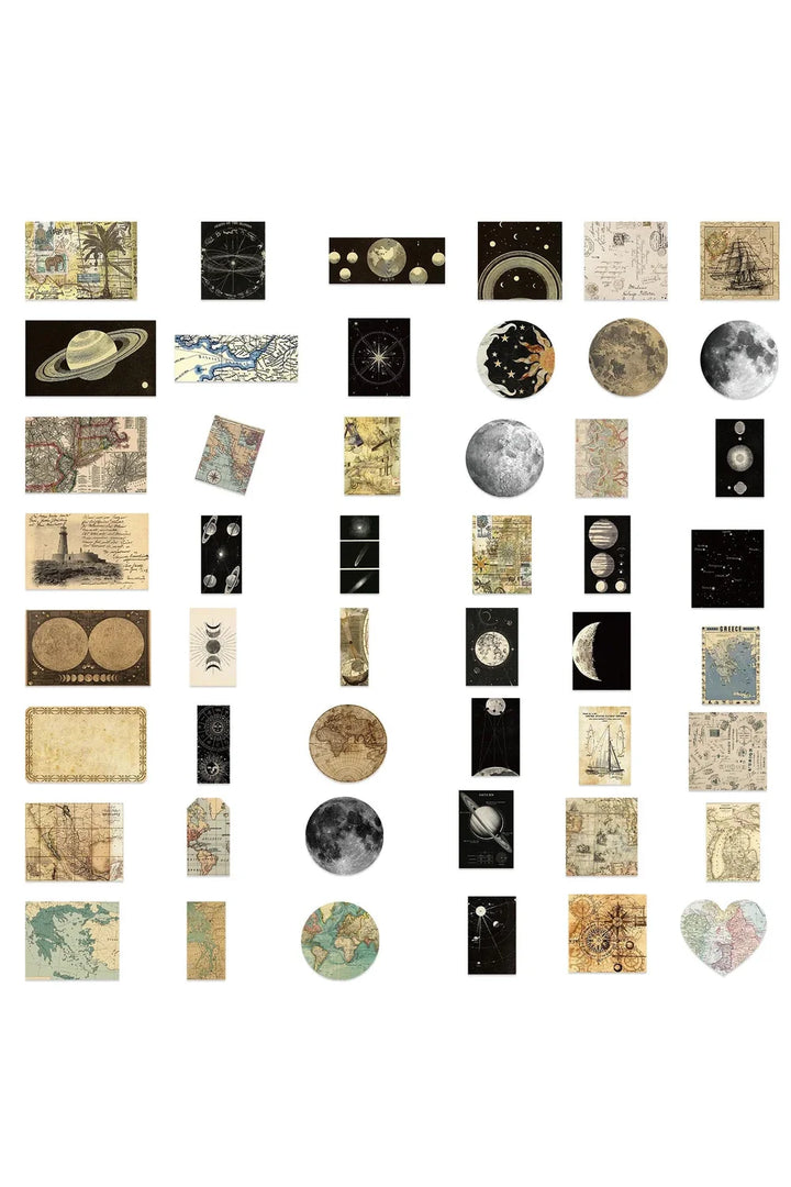 Lisslune | Planet map scrapbooking stickers