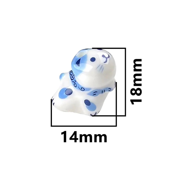 Lisslune | Charming anime-inspired lucky cat ceramic beads for creative jewelry projects - 15x21mm porcelain essentials with vertical hole
