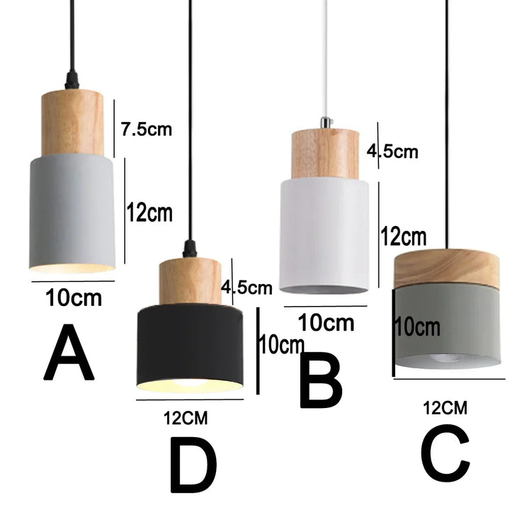 Lisslune | Nordic LED Pendant Lights Made of Metal and Wood - Modern Hanging Lamps for Dining Room and Kitchen