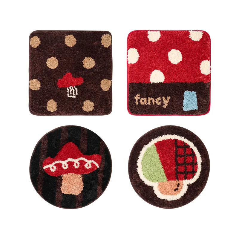 Rynx | Lovely Tufting Seat Cushion Mat Soft Round Square Mushroom Dots Chair Sofa Pad Home Office Warm Room Decor for Autumn Winter