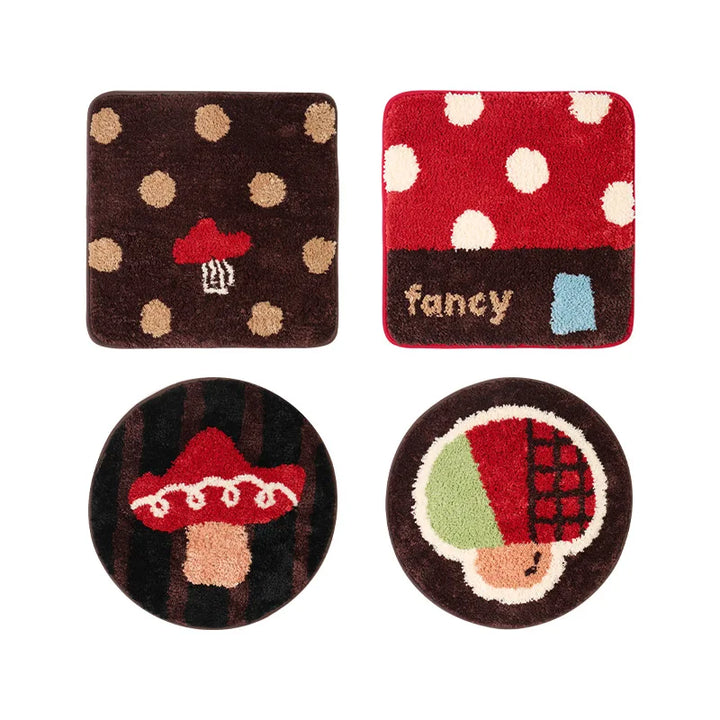 Rynx | Lovely Tufting Seat Cushion Mat Soft Round Square Mushroom Dots Chair Sofa Pad Home Office Warm Room Decor for Autumn Winter