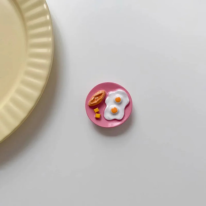 Rynx | 3D Simulation Food Style Refrigerator Magnets Pink Heart Egg Croissant Magnetic Decorative Stickers for the Refrigerator