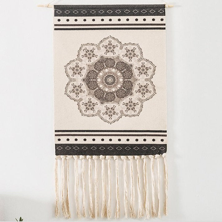 Lisslune | Bohemian Wall Tapestry, Macrame Wall Hanging, Home Decoration, Cotton Linen Tassel, Handcrafted, Woven, Geometric Canvas Art, Background Wall Tapestries