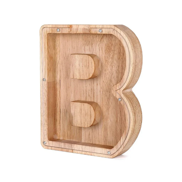 Lisslune | Wooden Alphabet Piggy Bank with Transparent Viewing Window for Stylish Saving