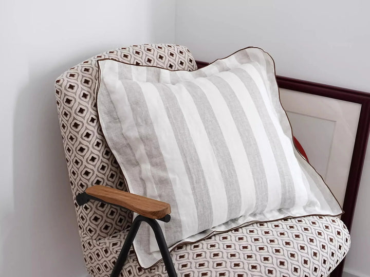 Rynx | French Style Linen Shirt Pillow Case Square Pillow Case Decorative Stripes Pillow Case Pillow Case for Home Room Studio