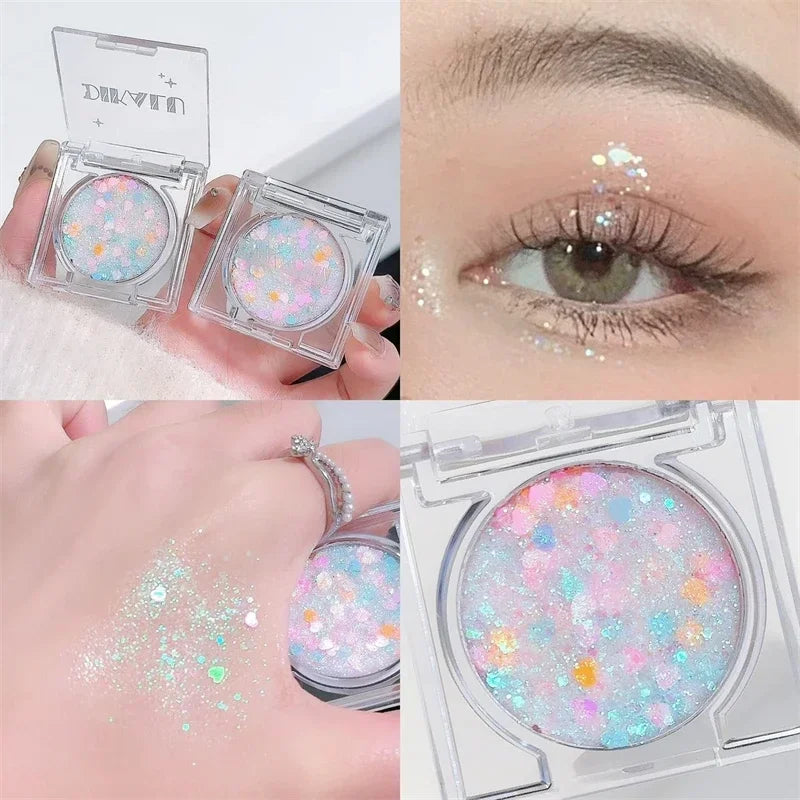 Rynx | Shiny Heart Sequins Glitter Gel Eyeshadow Cream Blue Pink Gold Star/Moon Nail Loose Sequins Glue Halloween Party Body Eye Makeup