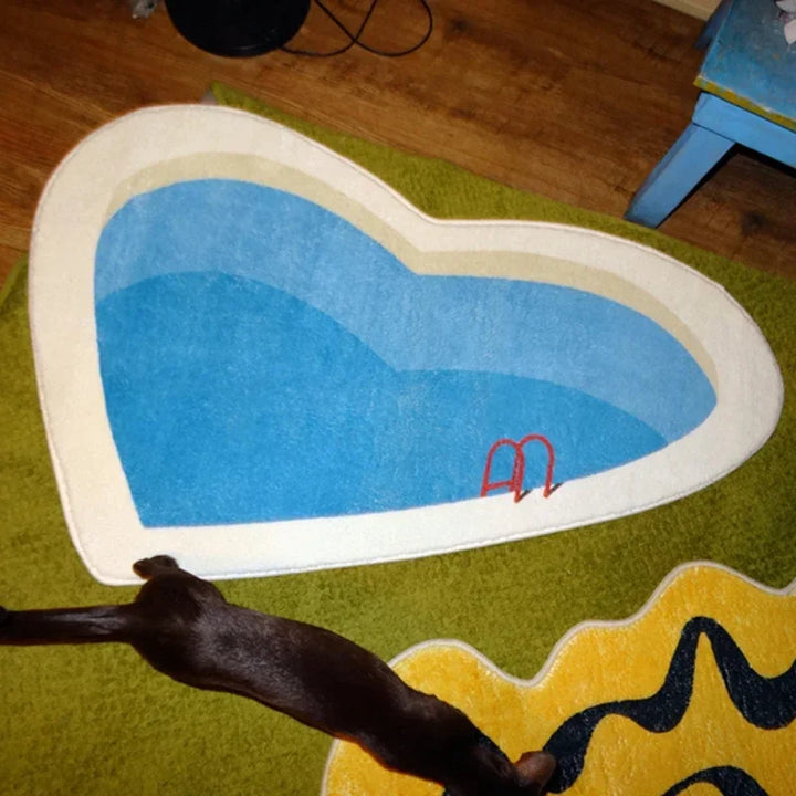 Rynx Cartoon Love Shape Soft Plush Floor Mat for Kids, Bedroom Rugs, Children's Room Decoration, Bedroom Carpet, House Carpet, Pool