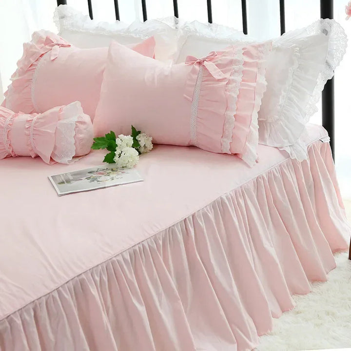 Rynx Princess Pink Duvet Covers and Bedspreads Queen 100% Cotton Bedspread King-Size Elegant Bed Sheet Throws Custom Made