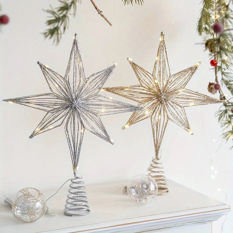 Rynx | Christmas Star Tree Topper, LED glowing Star Lamp, sparkling Night Light, festive Christmas Tree Decoration, Home Decor for Christmas