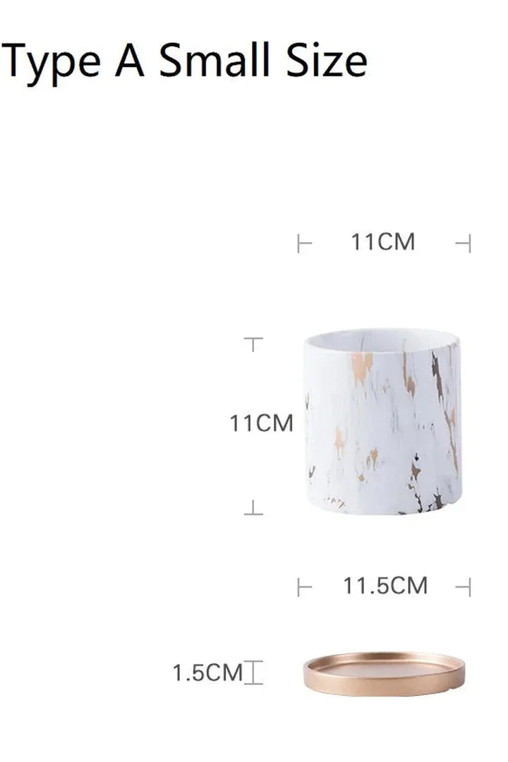 Lisslune | Marble Gold Leaf Plant Pot Set