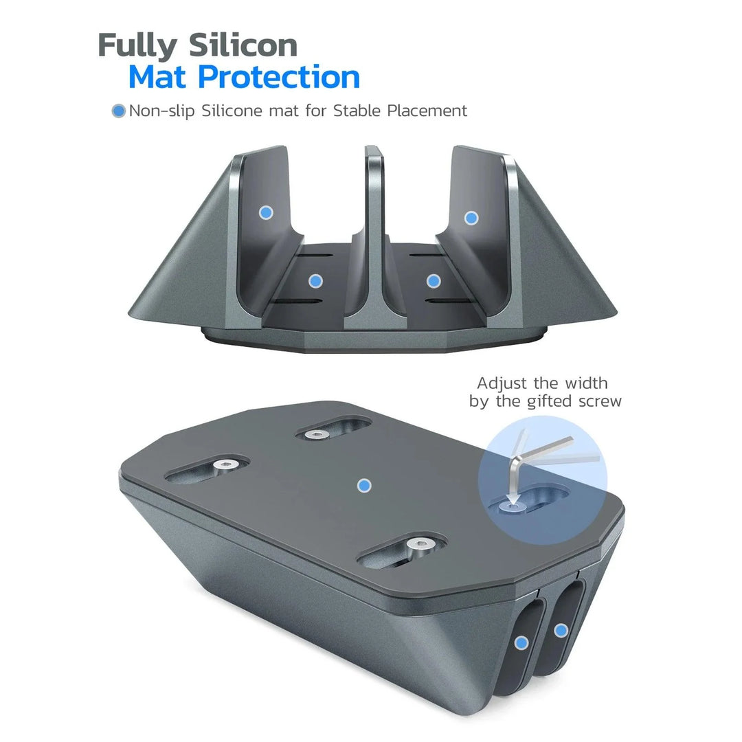 Lisslune | Adjustable Aluminum Vertical Laptop Stand for Improved Workspace Organization - Compatible with Devices up to 17.3"