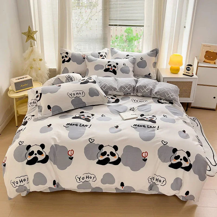 Rynx | Black Striped Duvet Cover Stars Printed Soft Pure Cotton Bedding for All Seasons Elegant Classic Stripe Pattern Duvet Covers