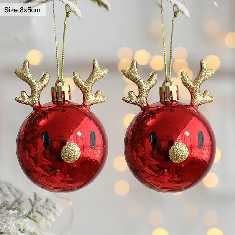 Rynx 2pcs Moose Christmas Balls Ornaments Christmas Tree Hanging Ball Pendant Christmas Decorations for Home New Year Party Navidad