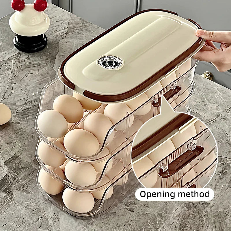 Lisslune | Fridge Organizer Automatic Rolling Transparent Egg Storage Box