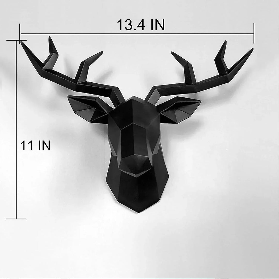 Lisslune | 3D-Deer Head Sculpture, geometric resin, animal deer head wall decoration, modern home decor, luxurious decorative wall decor