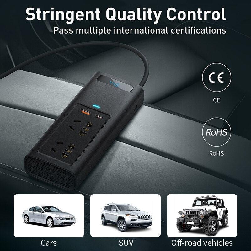 Lisslune | 150W Car Power Inverter with LED Display - The essential travel companion for all your charging needs