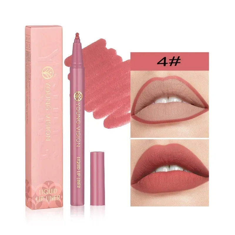 Lisslune | Mattes Flüssig-Lippenkonturenstift Schwammspitzen Lippenkonturenstift Nude Pink Lippenstiftstift Lang anhaltende Samt Schnell trocknende Lippenlack Feuchtigkeitsspendender Lippenstift