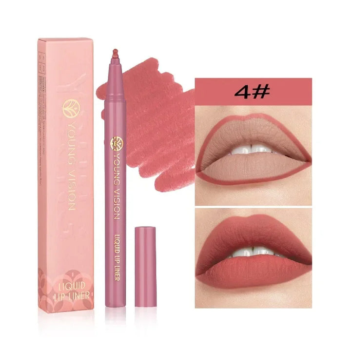Lisslune | Mattes Flüssig-Lippenkonturenstift Schwammspitzen Lippenkonturenstift Nude Pink Lippenstiftstift Lang anhaltende Samt Schnell trocknende Lippenlack Feuchtigkeitsspendender Lippenstift