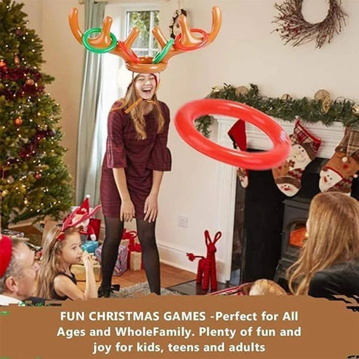 Rynx Inflatable Christmas Reindeer Antler Hat Ring Toss Fun Family Game Kids Gift Toy Christmas Party Supplies 2024 Christmas Decoration