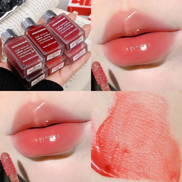 Rynx | Black Mirror Water Light Lip Gloss High Shine Moisturizing Long Lasting No Fading Liquid Lipstick Sexy Red Lips Makeup Cosmetics
