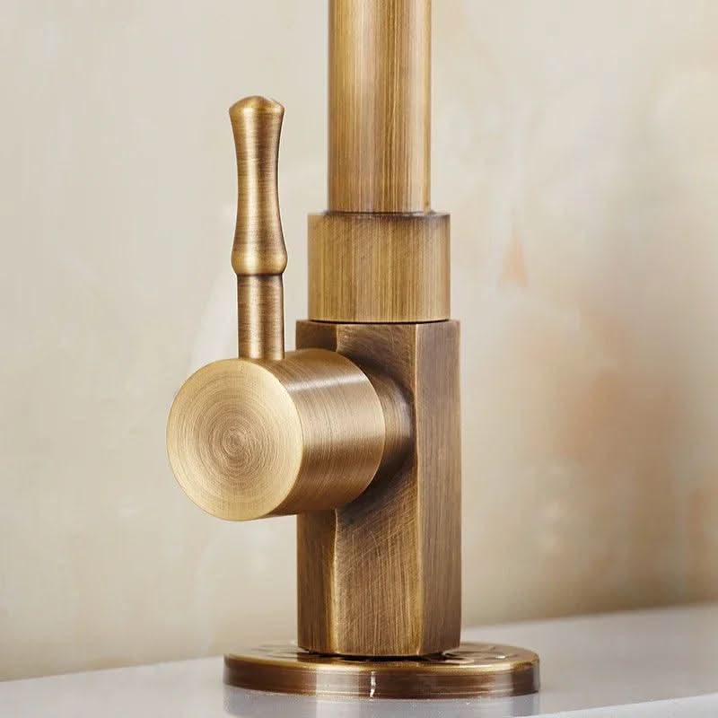 Lisslune | Antique Brass Swan Neck Kitchen Faucet