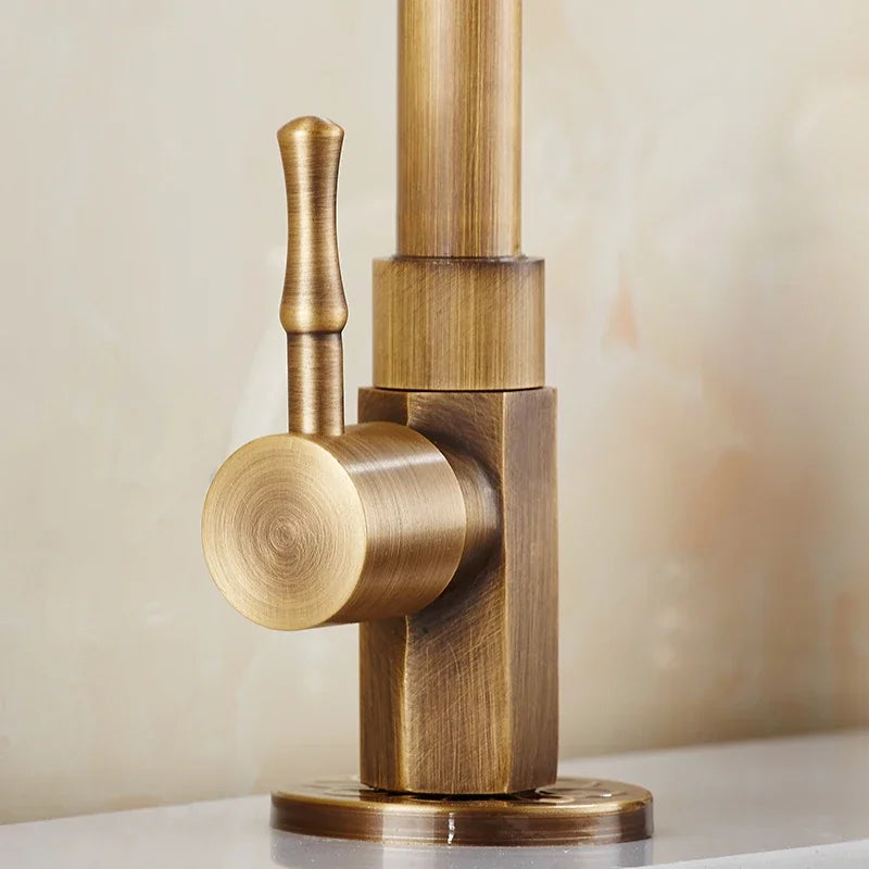 Lisslune | Elegant Swan Neck Kitchen Faucets made of Antique Brass