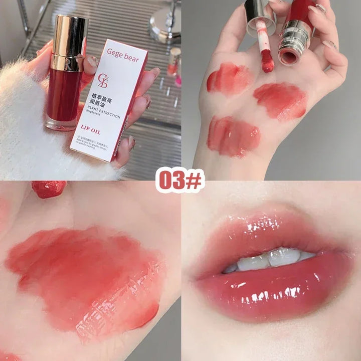 Rynx | Jelly Violet Glass Lip Oil Moisturizing Transparent Volume Lipstick Makeup Nourishing Liquid Lipstick Large Brush Lip Care