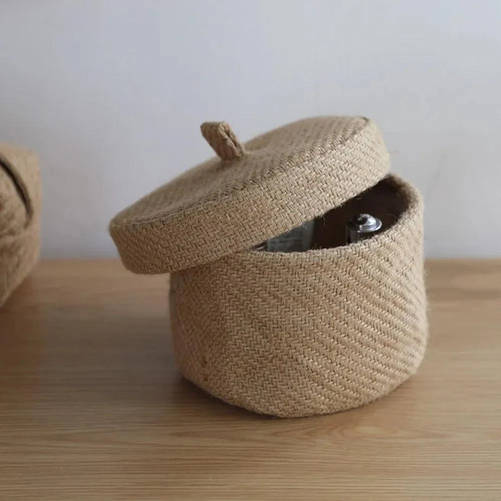 Lisslune | Stylish round jute basket with lid - Contemporary organizational solution