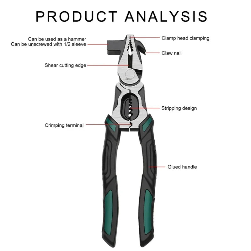 Lisslune | Heavy-Duty Industrial Precision Multifunctional Pliers Hammer