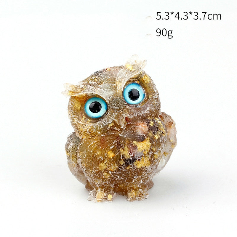Lisslune | Natural Crystal Owl Figurine: Handmade Collector's Item