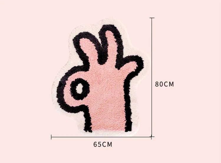 Rynx | Tufting OK Bedroom Mat Kawaii Hand Living Room Rug Bath Mat Non-Slip Rug Floor Mat Doormat Aesthetic Home Decor 65x80cm