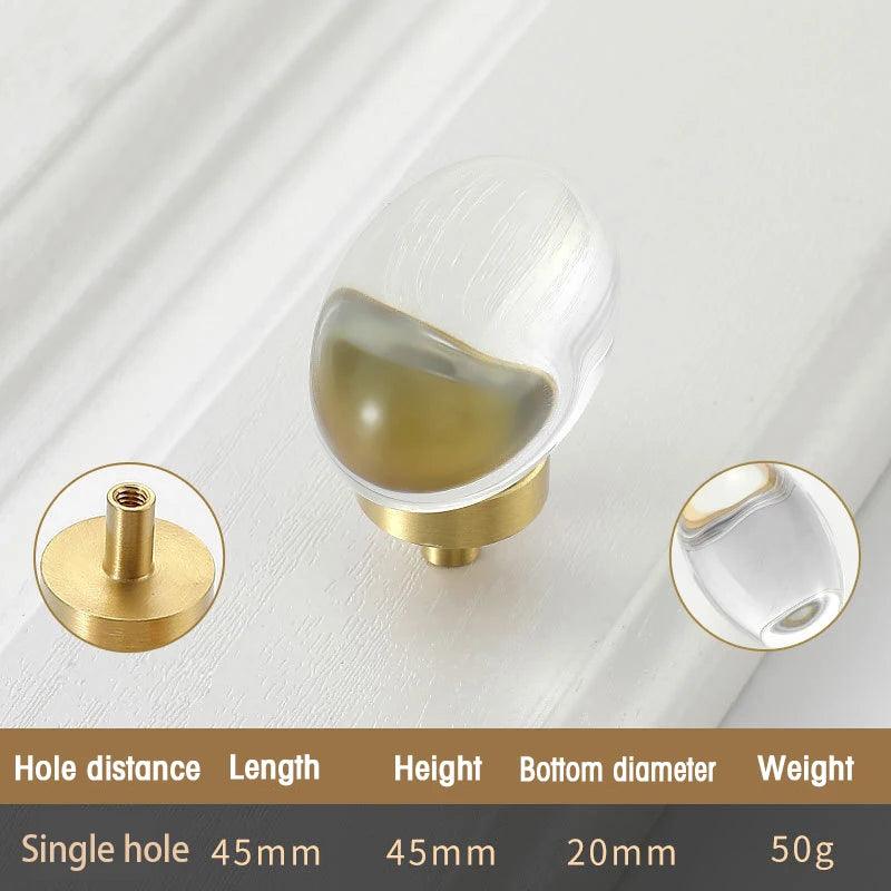 Lisslune | Chic Gold-Base Crystal Glass Knobs for Stylish Kitchen Cabinets and Furniture