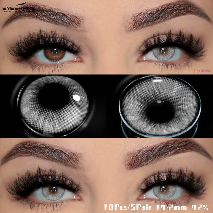 Rynx | 10pcs/5pairs Daily Disposable New Colored Contact Lenses 1Day Daily Lens Fashionable Blue Lenses Natural Brown Contact Lenses